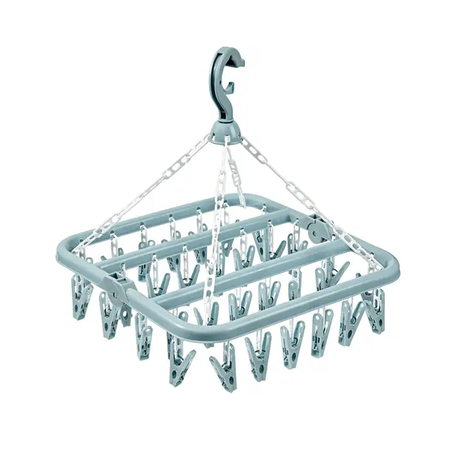 Etendoir Chaussette avec 32 Pinces, Etendoir Linge Interieur Extérieur Suspendre, Sechoir a Linge Rotatif Pliant, pour Chaussettes, sous-Vêtements et Petits Vêtements