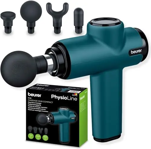 Beurer MG 99 pistolet de massage maniable avec 4 accessoires, massage puissant des points de déclenchement, relâchement des tensions, appareil de massage musculaire compact avec 5 niveaux d'intensité