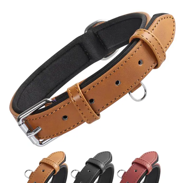 grand line collier chien cuir marron