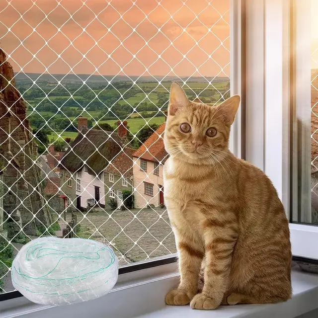 8 X 3 m Filet De Protection Chat, Filet Protection Chat Nylon, Filet Balcon Chat Transparent, Protection Balcon Chat Découpable, Filet Chat Balcon sans Percer pour Balcons, Portes, Fenêtres