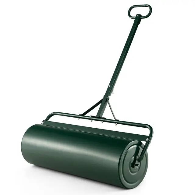 COSTWAY Rouleau à Gazon de Jardin en Métal 63L Largeur 90 cm, Rouleau de Pelouse Ø 30 CM avec Poignée de Préhension Détachable, Rempli d'eau/Sable, pour Obtenir Pelouse Uniforme (Vert)