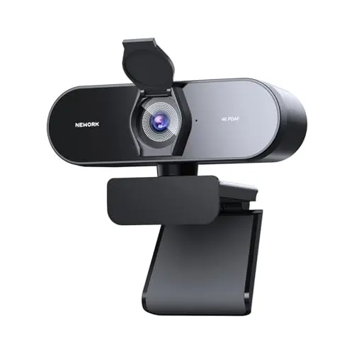 Webcam 4K UHD avec Autofocus Ultra-Rapide PDAF+CDAF, 1080P@60FPS, Microphones à Réduction de Bruit, Lumière Auto-Adaptée, USB Plug & Play, Cache de Confidentialité, Angle de Vue 79°