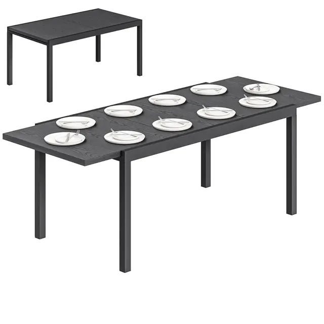 Outsunny Table de Jardin Extensible 154-214 cm Plateau Aluminium Effet Bois - Table à Manger Extérieur Robuste avec Pieds Réglables - Mobilier de Terrasse 8-10 Personnes, Gris Anthracite