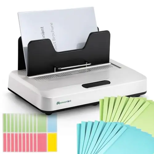 Mxmoonant Machine à reliure thermique max. 500 feuilles, pas de préchauffage, avec fente de refroidissement et vibration au micro-ondes, 3 réglages de temps pour une longueur de reliure de 315 mm