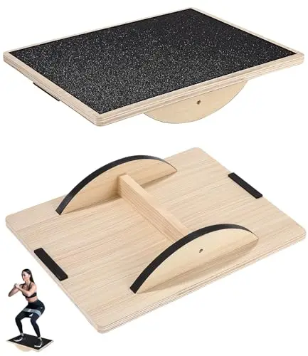 Planche d'équilibre en Bois, Planche d'équilibre Antidérapante, Planche d'équilibre, Planche À Bascule pour L'entraînement de la Force Centrale, la Stabilité et les Étirements des Jambes