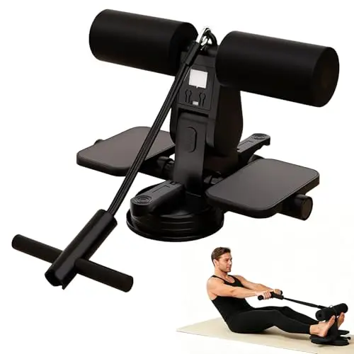 Sit Up Bar, Appareil d'entraînement portable avec ventouses et corde de traction, appareil abdominal réglable avec double ventouses, outil de santé pour la maison