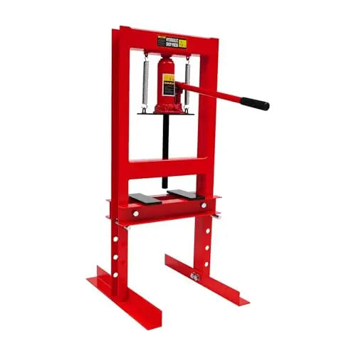 Presse hydraulique 6T avec vérin hydraulique intégré, Outillage mécanique auto pour atelier garage, Cric hydraulique à cadre H, Hauteur réglable 4 niveaux, Établi atelier garage 50x40x90 cm
