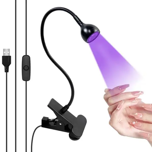 3W Lampe UV Ongles Gel, Lampe UV, Lampe UV Ongles, Mini Lampe UV, Lampe UV Sèche Ongles, avec Clip, pour Convient pour la Manucure Doigts Secs
