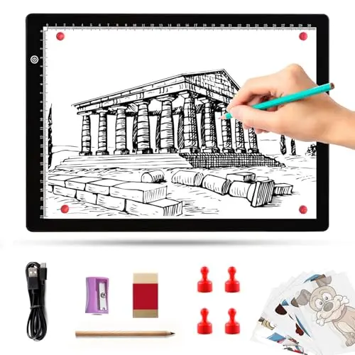 Table lumineuse A4, plaque lumineuse magnétique ultra fine, câble d'alimentation USB de type C, luminosité en continu à intensité variable pour dessin, peinture diamant, tatouage, radiographie
