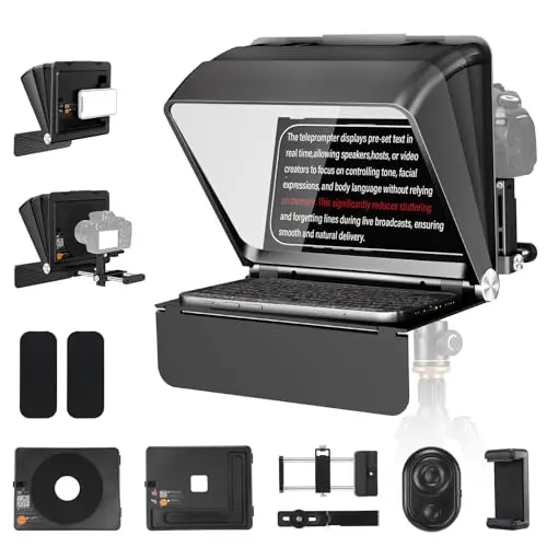Soonpho T2 Teleprompter Compatible Smartphones écran Jusqu 7,9 Pouces Prend Grand Angle 24 à 35mm Application Commande Distance Contrôle Bluetooth Applicable Interviews Vlogs