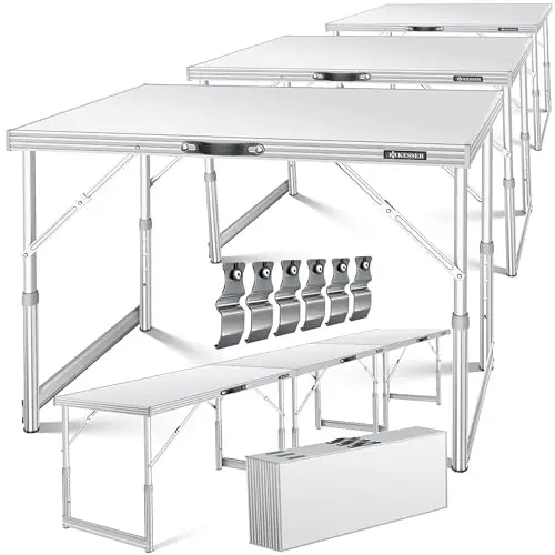 KESSER® Table Multifonctions Professionnelle 3 Pièces, 100 x 60 cm, à Tapisser 30 kg de Charge, Avec Fonction de Rallonge, Pliante, de Brocante et d'Appoint