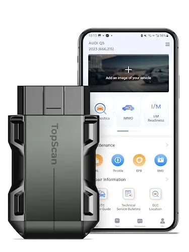 TOPDON Topscan Lite Scanner OBD2 Bluetooth, Outil de Diagnostic sans Fil OBDII pour Tous Les Systèmes Test Actif Lecteur Codes de Voiture Test du Véhicule pour iPhone Android, Logiciels 1 an Gratuit