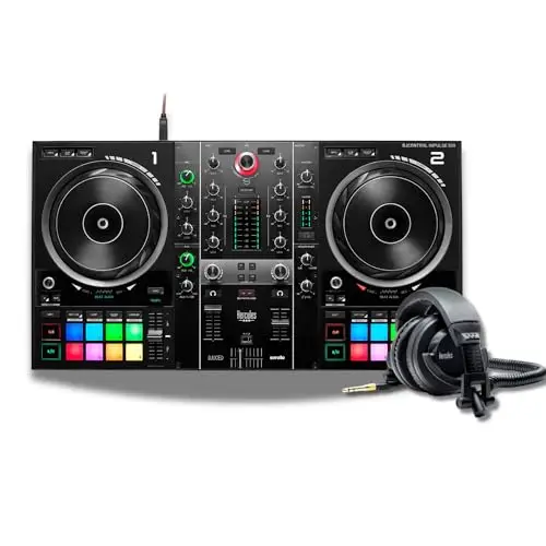 Hercules DJControl Inpulse 500 – Contrôleur DJ USB 2 voies pour Serato DJ Lite et DJUCED + Hercules HDP DJ45 - Casques fermés pour DJ
