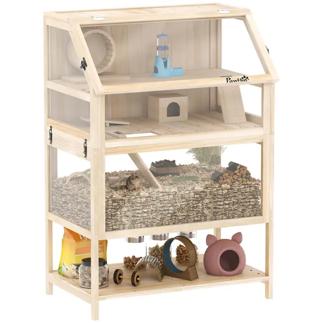 pawhut cage hamster bois xxl 3 etages