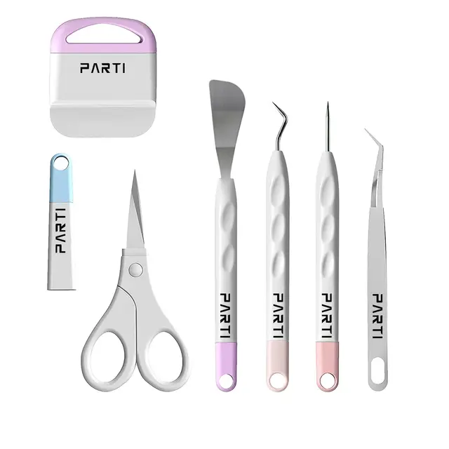 Outils de désherbage vinyle, Accessoires de traceur Artisanat carton Trousse ​d'outils de démarrage, camées, lettrage, compris crochets de désherbage, pincettes, spatules pour silhouette (6 pièces)