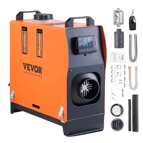 VEVOR Chauffage Diesel Tout-en-Un Portable 12 V 5-8 KW 0,16-0,52 L/h Réchauffeur d'air Diesel 8-36 ℃ Réglable 15-20 m² Contrôle Intelligente LCD Télécommande Réservoir 5 L pour Bateau Auto Intérieur
