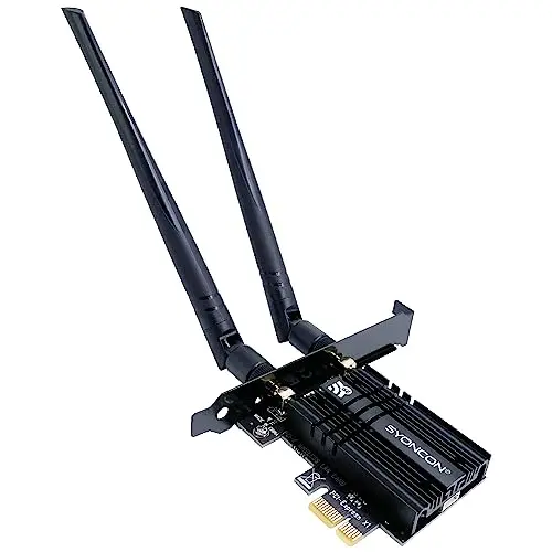 Carte WiFi PCIe AXE5400 Chipset Intel AX210 WiFi 6E avec Bluetooth 5.3 Tri-Bandes (6GHz/5GHz/2.4GHz) 5374Mbps PCI Express Carte réseau sans Fil Carte WiFi pour PC Windows 10/11 (Noir)