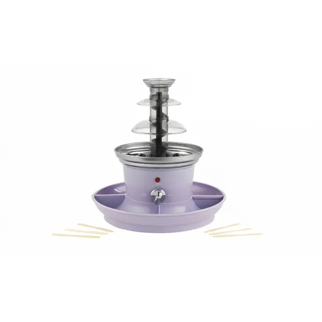Giles & Posner Mini Fontaine à Chocolat – Machine Électrique à 3 Niveaux, Arrêt Automatique, 0°C à 50°C, Trempage et Partage en Fête, 2 Plateaux Alimentaires Amovibles, 500ml, 100 Brochettes, 25W