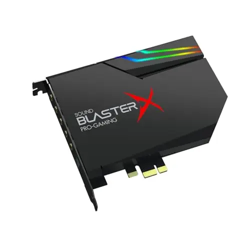 Creative BlasterX AE-5 Plus - Carte Son de Jeu SABRE32 Ultra-Classe Haute résolution PCI-e et DAC 32 bits/384 kHz, SNR jusqu'à 122 DB, éclairage RGB aurora