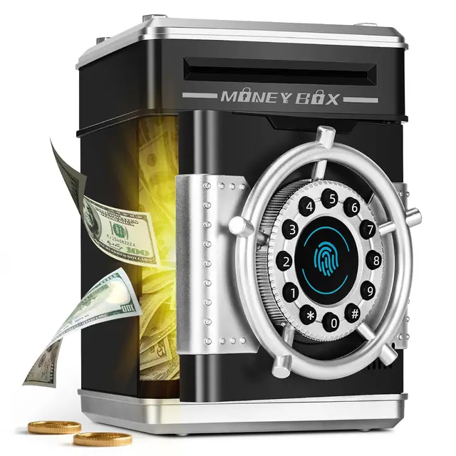 Yellcetoy Tirelire Electronique pour Enfant, Gouvernail Tirelire Coffre Fort avec Code de Sécurité et Musique, Cadeaux de d'anniversaire et de Noël pour Garçons et Filles 3 4 5 6 7+ Ans Noir