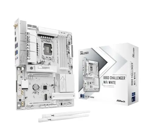 ASRock B860 Challenger WiFi White Mainboard LGA1851 ATX DDR5 BIS 256GB WiFi 7 2.5G LAN