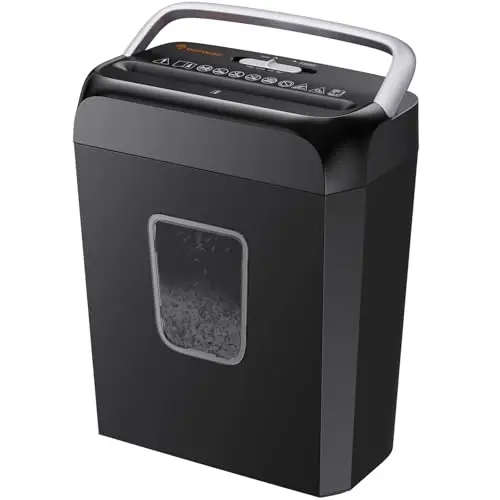 Bonsaii Broyeur Papier, Détruit 6 Feuilles à la Fois, Peut Déchiqueter Les Cartes de Crédit et Les Trombones, Broyeur de Papier avec Une Corbeille de 13 litres (C237-B)