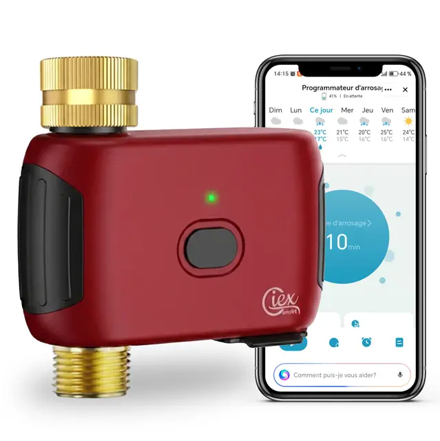 GIEX Programmateur d’arrosage WiFi, minuterie Intelligente pour Robinet de Jardin, Compatible Alexa et Google Assistant, avec Application Tuya Smart Life, arrosage Automatique