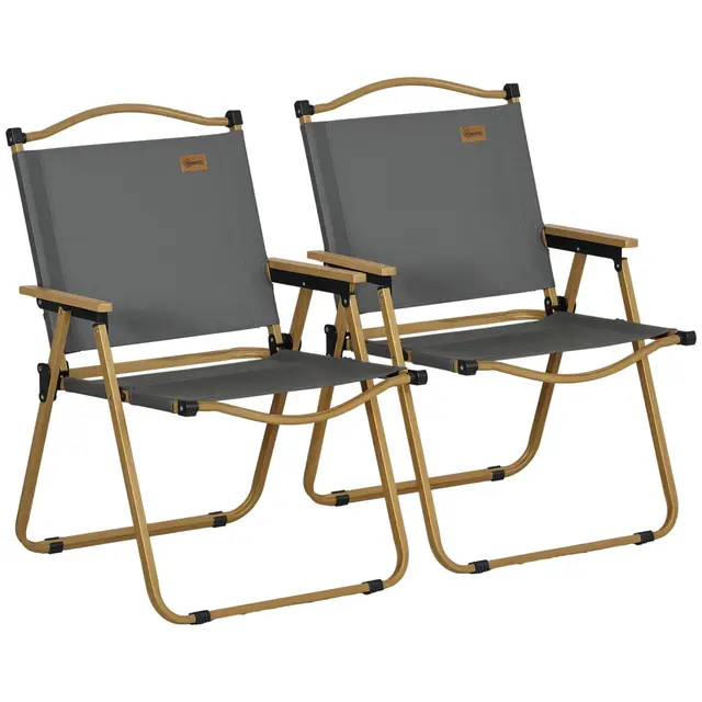 Outsunny Lot de 2 chaises de Camping Chaise de pêche Pliante - Tissu Oxford et Structure Acier - 54 x 59 x 78 cm - Gris foncé
