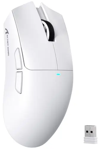 ATTACK SHARK X11SE Souris de Jeu sans Fil, Ultra-légère, 63g, avec Capteur PixArt PAW3311, 22000 PPP, Trimode BT/2,4GHz/Filaire, 1000 Hz, Batterie 300 mAh, Double Pilote, pour PC/Mac (Blanche)