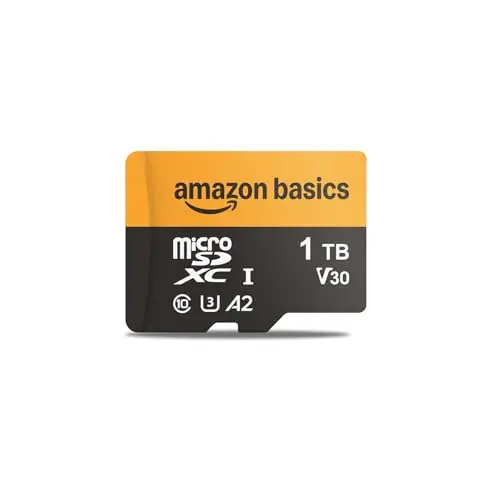 Amazon Basics Carte microSDXC de 1 To avec Adaptateur, Vitesse de Lecture jusqu’à 200 Mo/s, Lot de 1