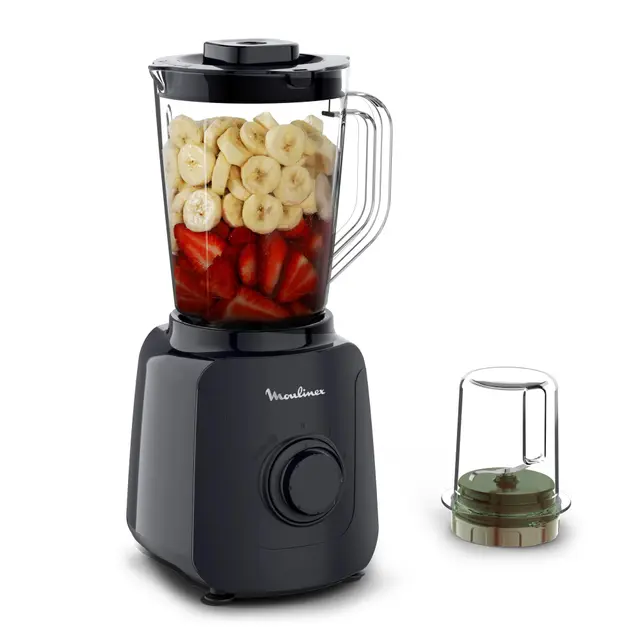 Moulinex Blendforce Essential, Blender, 450 W, Résultats lisses, 2 vitesses + Mode Pulse, Glace pilée, Bol de 1,85 L, LM4118F0, Bleu Nuit