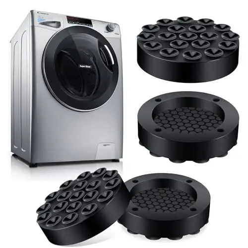 Zikenis Tapis Anti Vibration Machine a Laver Universel Universel, 4 Pièces Tampon en Silicone Tapis Machine à Laver Anti Vibration pour Machines à Laver, Séchoir, Réfrigérateur, Tableau