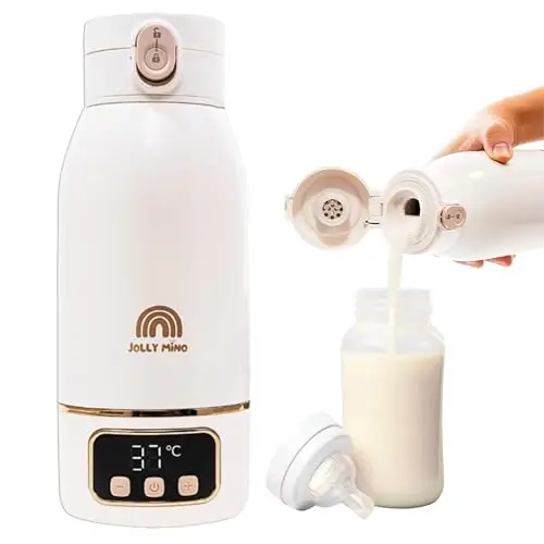 Chauffe biberon Nomade Portable Sans Fil 500 ml, Inox, Chauffe Lait Maternel & Eau, Auto-Pasteurisation, Voyage Voiture Nuit, Brosse Silicone Incluse