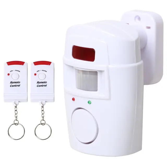 TRIXES Alarme de détection de Mouvement sans Fil pour abri de Jardin - Sécurité à Domicile - Alimenté par Batterie - pour garages d'été, caravanes - Système d'alarme - avec 2 x télécommande