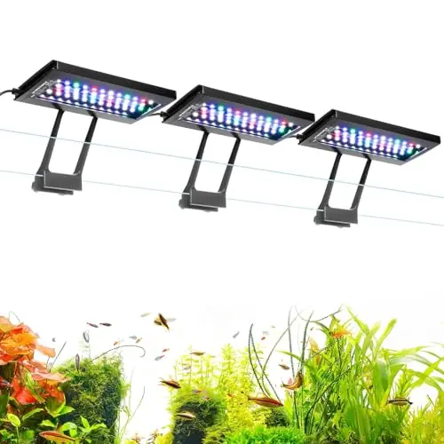 hygger Three Channel Clip On Éclairage Aquarium LED, 36W Full Spectrum Lampe Aquarium, 24/7 Lighting and DIY Mode with 7 Colors, Luminosité Réglable Fish Tank LED Light pour Aquariums de 115-227L(3)