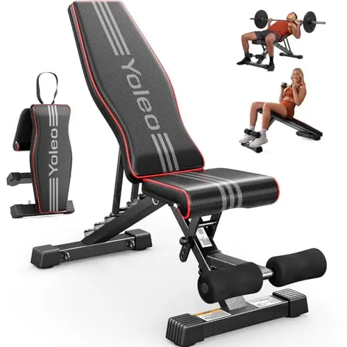 YOLEO Banc de musculation Réglable pour Salle de Sport à Domicile, Certifié ENISO pour une Charge Maximale de 375 kg, Pré-assemblé à 98%, Banc Musculation Pliable avec 84 Positions