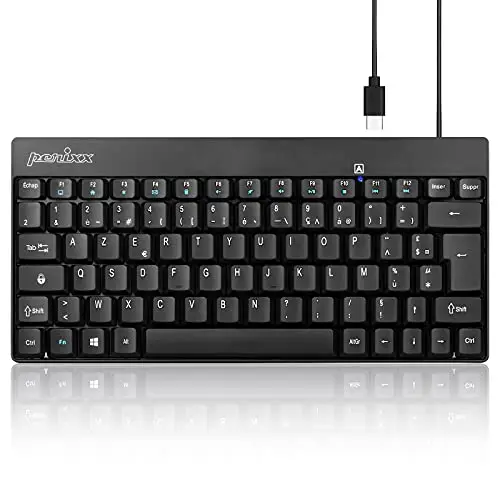 perixx PERIBOARD-422 FR, Mini Clavier Filaire AZERTY USB-C - Noir
