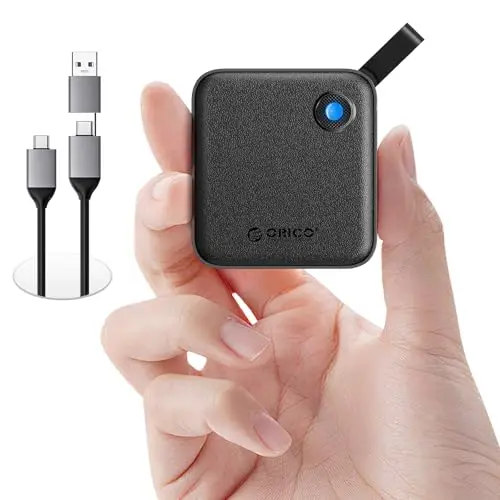 ORICO SSD Portable 256 Go avec Câble USB-C 2 en 1, Disque Dur Externe SSD, Jusqu'à 460 Mo/s, Indicateur d'État, Stockage Fiable pour Smartphone USB-C, Tablette et Ordinateur - B5PLUS