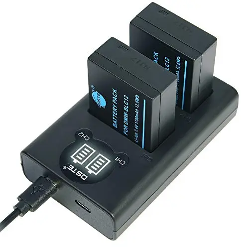 DSTE® Lot de 2 Batteries DMW-BLC12 DMW-BLC12e + kit de Chargeur Rapide Double USB pour appareils Photo Panasonic Lumix DMC-GH2 DMC-FZ330 DMC-FZ200 DMC-FZ200GK DMC-FZ1000 V-LUX4 Leica Q comme