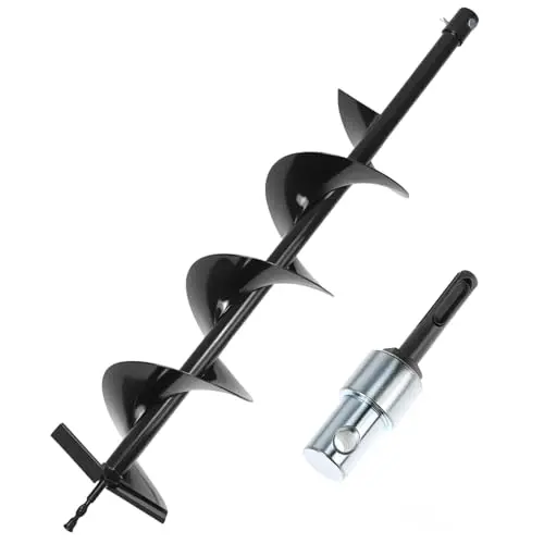 QWORK® Foret de Terre, ⌀ 150 mm Tarière pour Perceuse avec Adaptateur, Foret 80 cm, pour Percer Trous et Planter Arbres