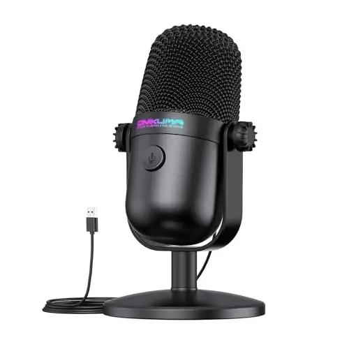Microphone de Jeu avec Suppression du Bruit et Bouton muet, Microphone à condensateur USB pour Streaming/Enregistrement, Design Ultra Compact, Compatible avec PC/Mac/PS4/PS5, Podcast/Youtube/Twitch