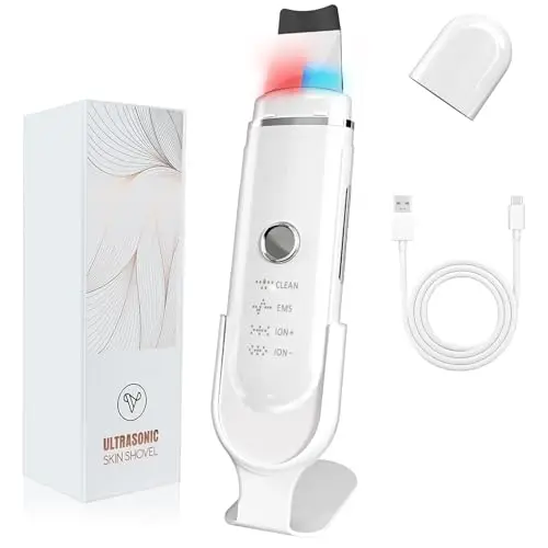 Épurateur de Peau à Ultrasons, Aspirateur Point Noir Du Visage avec 4 Modes et Lumière Bleue Rouge, Appareil de Nettoyage Exfoliant à Ultrasons, Dispositif de Nettoyage pour éliminer les Point
