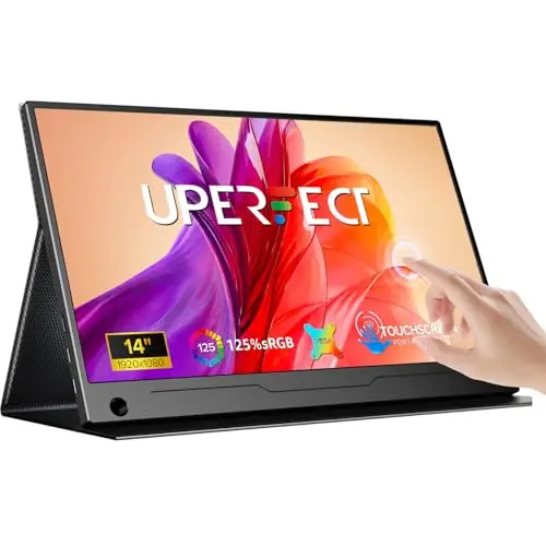 UPERFECT Écran Tactile Portable, 14 Pouces Moniteur Portable pour Laptop 1080P Mobile Monitor with Mini HDMI/USB-C External Monitor for Laptop/PC/Phone/Console de Jeu, VESA Mountable