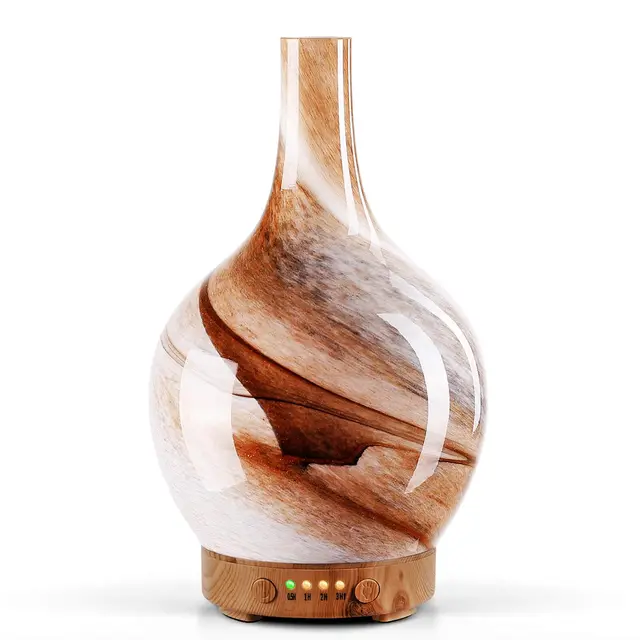 Porseme Aroma Diffuser Luftbefeuchter,100ml Handgeblasen Luftbefeuchter Ultraschall Leise 7 farbwechselnde LEDs Raumbefeuchter BPA Frei für Wohnung Yoga Spa mit Timer (Désert)