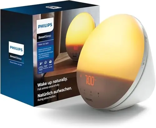 PHILIPS Eveil lumière, Fonction Lever du soleil, 5 sons naturels, Radio FM numérique, Blanc (modèle HF3519/01)