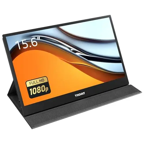 Yodoit Écran Portable 15,6", 1920 × 1080 FHD Moniteur IPS Display HDMI USB Type C avec Haut-parleurs Intégrés pour PC/MacBook/Ordinateur Portable/Xbox/PS4 5/Switch/TV