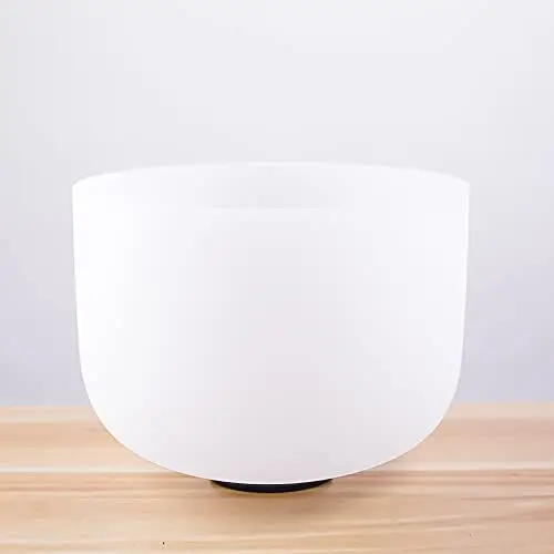 Bol chantant en cristal de quartz givré 432 Hz, chakra de la gorge pour méditation, yoga et relaxation 25,4 cm