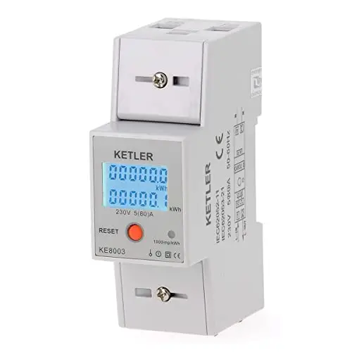 KETLER - KE8003 : Compteur électrique - Monophasé 80 A - Remise à zéro partielle - Sortie d'impulsion - Simple tarif