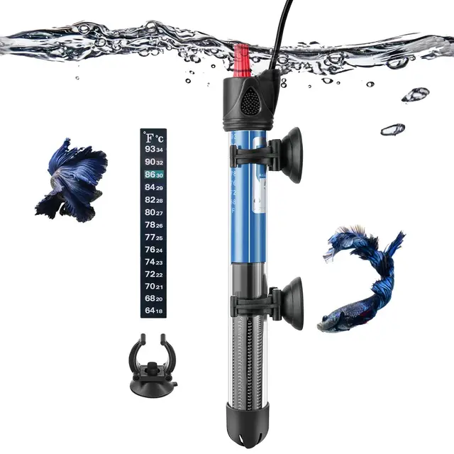 25W 50W 100W 200W 300W Chauffage d'Aquarium, Chauffage en Verre Submersible pour Réservoir de Poissons et Tortues 10L-300Litres (50W)