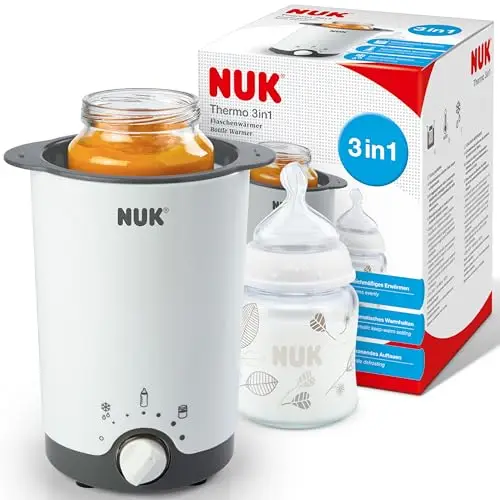 NUK First Choice Tasse d’Apprentissage | 150 ml | 6-18 mois | Poignées ergonomiques et bec verseur physiologique en silicone | Étanche et Anti-colique | Contrôle de la température | Ballons (Blanc)